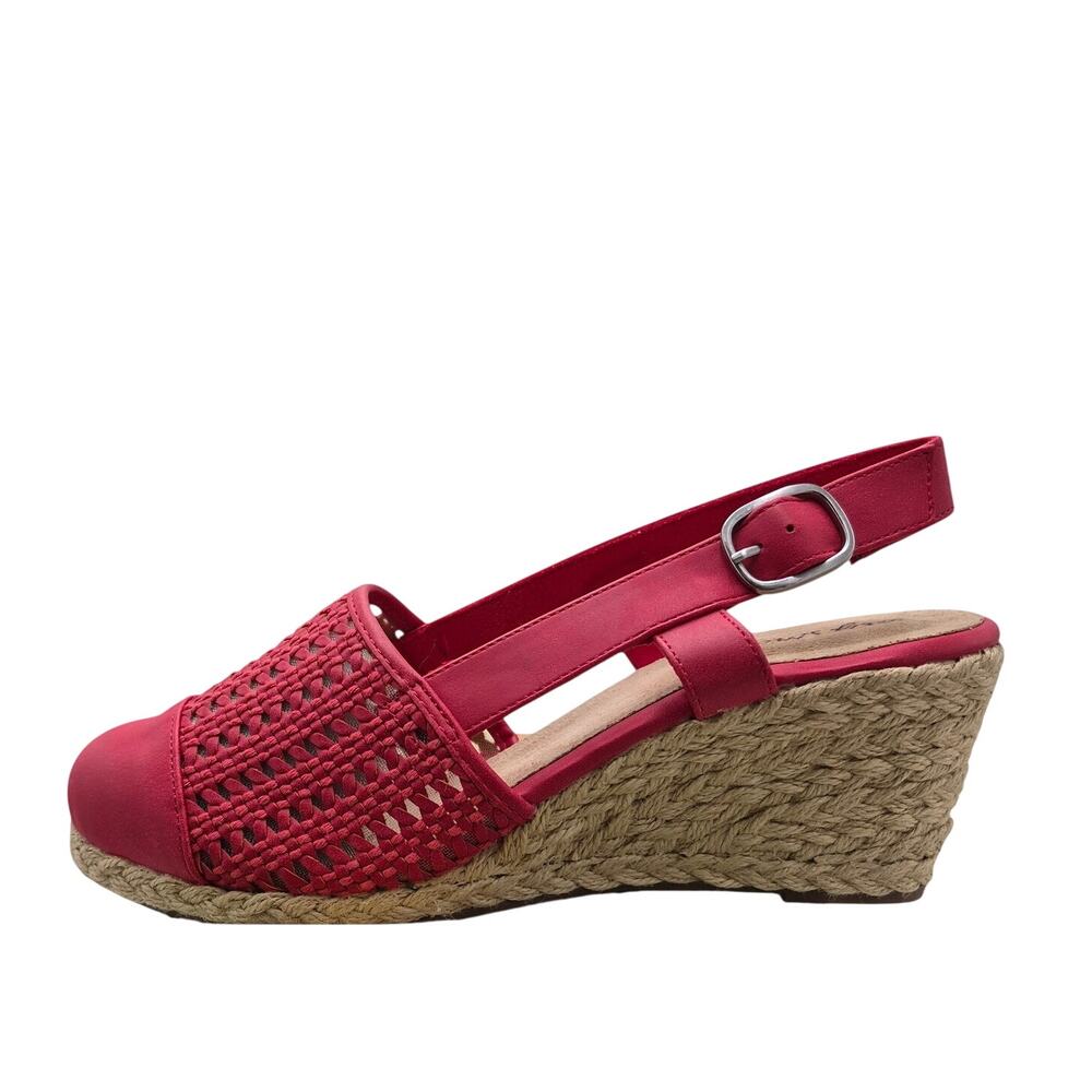 NEW Easy Street Taffy Red Woven Faux Leather Espadrille Wedge Sandal size 9W - Picture 2 of 8